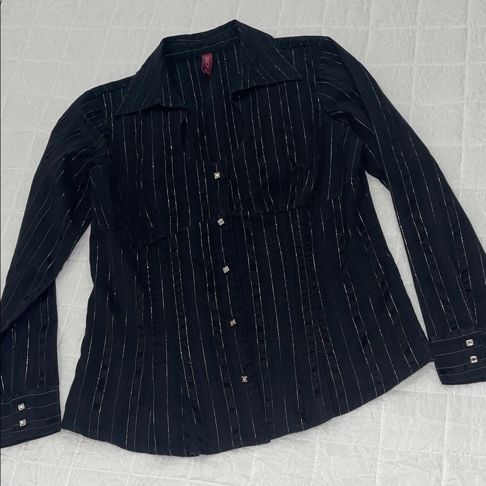 Vintage Gitano Black Shirt with Silver Accents